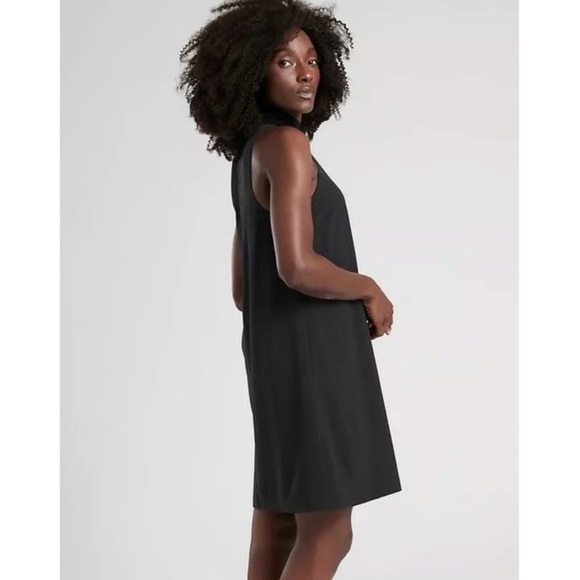 Athleta Initiative Sleeveless Dress Black Small High Neck Exposed Zipper - Picture 2 of 11
